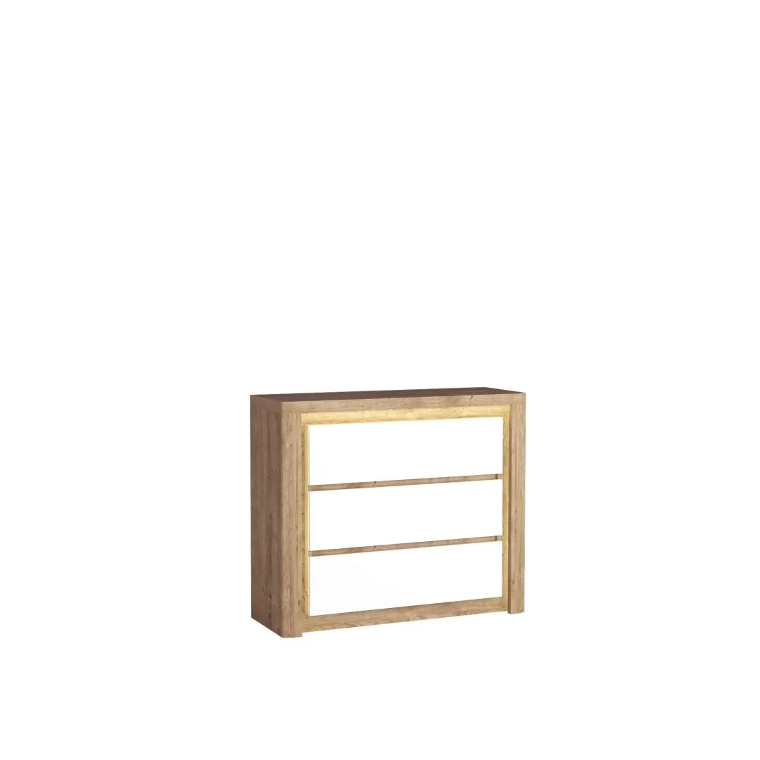 Komoda LIVIO 114 cm dąb ribbeck/biały połysk