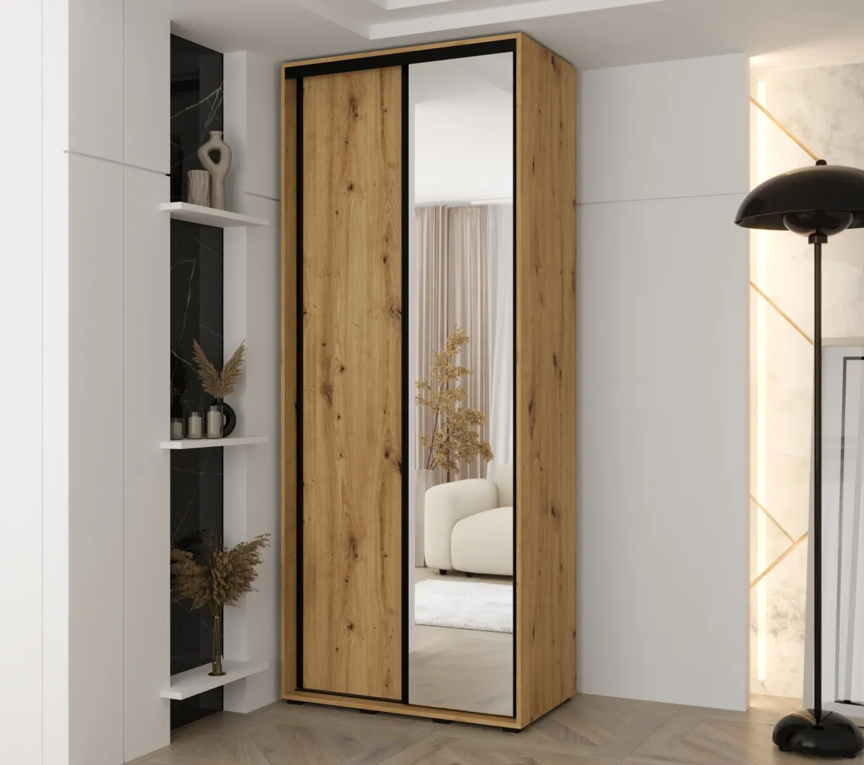 Szafa z drzwiami przesuwnymi Vado, 2 drzwi, lustro, 100-140 cm